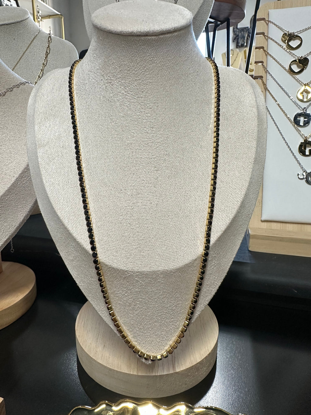 Black stone tennis necklace 18-20inch