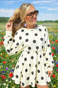 Polka Dot Sweatshirt Dress