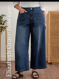 Wide leg Denim Jeans with double front pocket