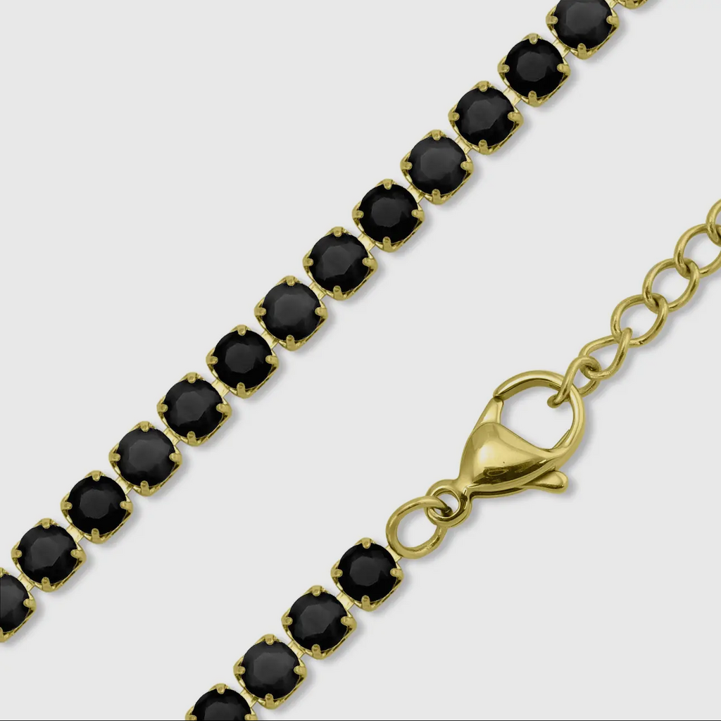 Black stone tennis necklace 18-20inch
